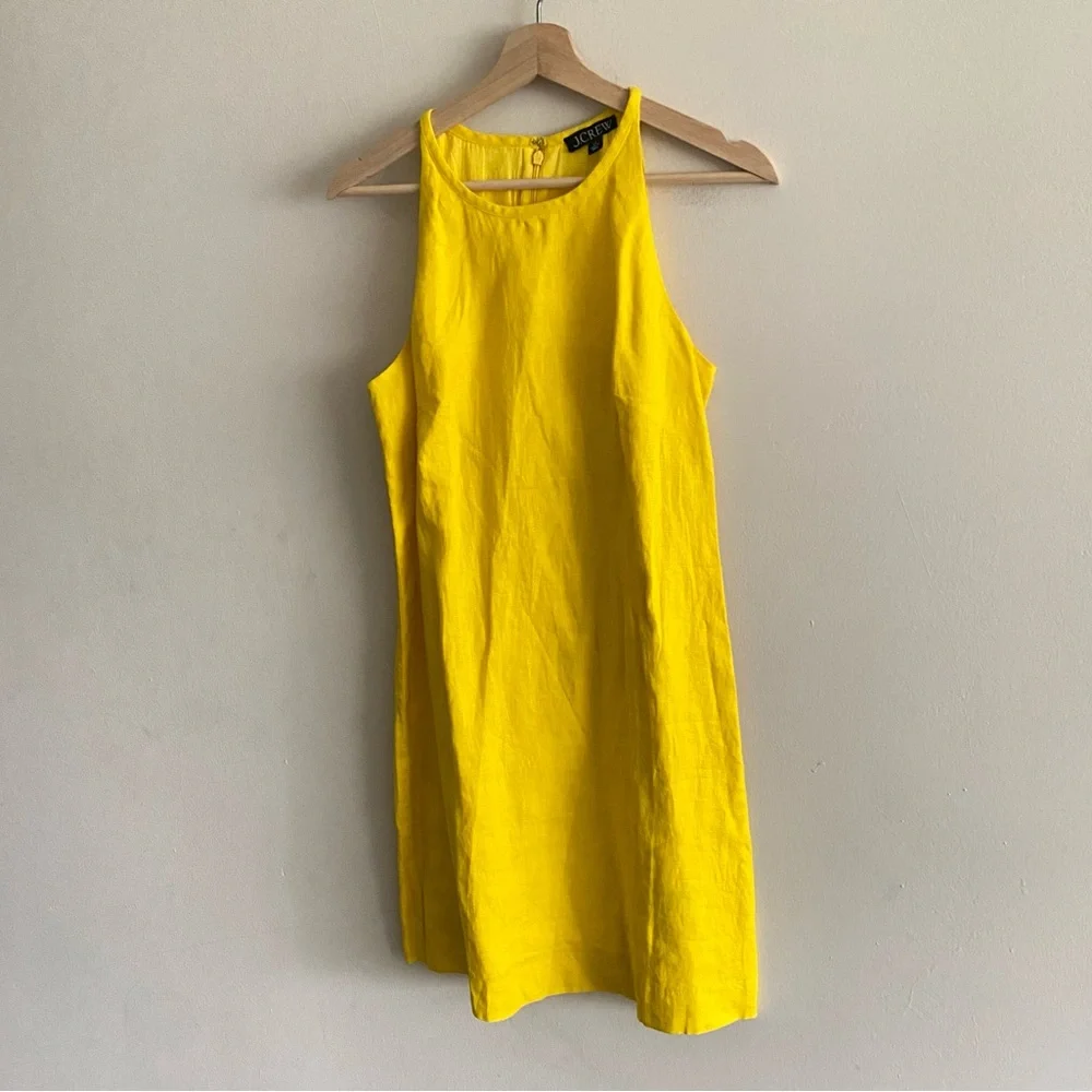 J. Crew Maxine High Neck Shift Dress in Linen Yellow - XS